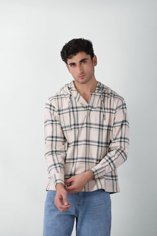 Hoodie Detail Shirt in Cream