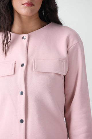 Sweatshirt Cardigan in Pastel Pink