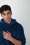 Teddy Fur Hoodie in Navy Blue HOODIE ATTIR-UNISEX