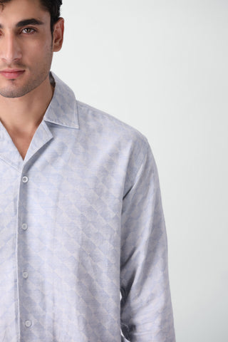 Boxy Fit Camp Collar Shirt in Diamond Blue