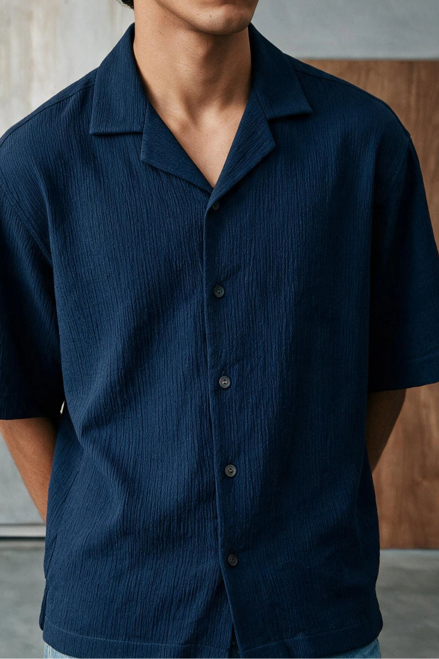 Smock Camp Collar Shirt /  NAVY