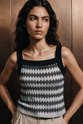 Crochet Knit Tank Top / GREY TANKTOP ATTIR-WOMEN