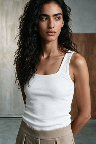 Square Neck Ribbed Tank Top TANKTOP ATTIR-WOMEN