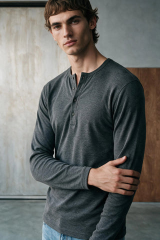 Rib-Knit Henley T-shirt HENLEY ATTIR-MEN