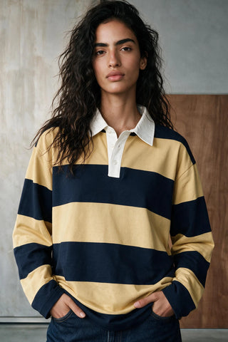 Striped Polo Shirt with Contrast Detail RUGBYPOLO ATTIR-UNISEX