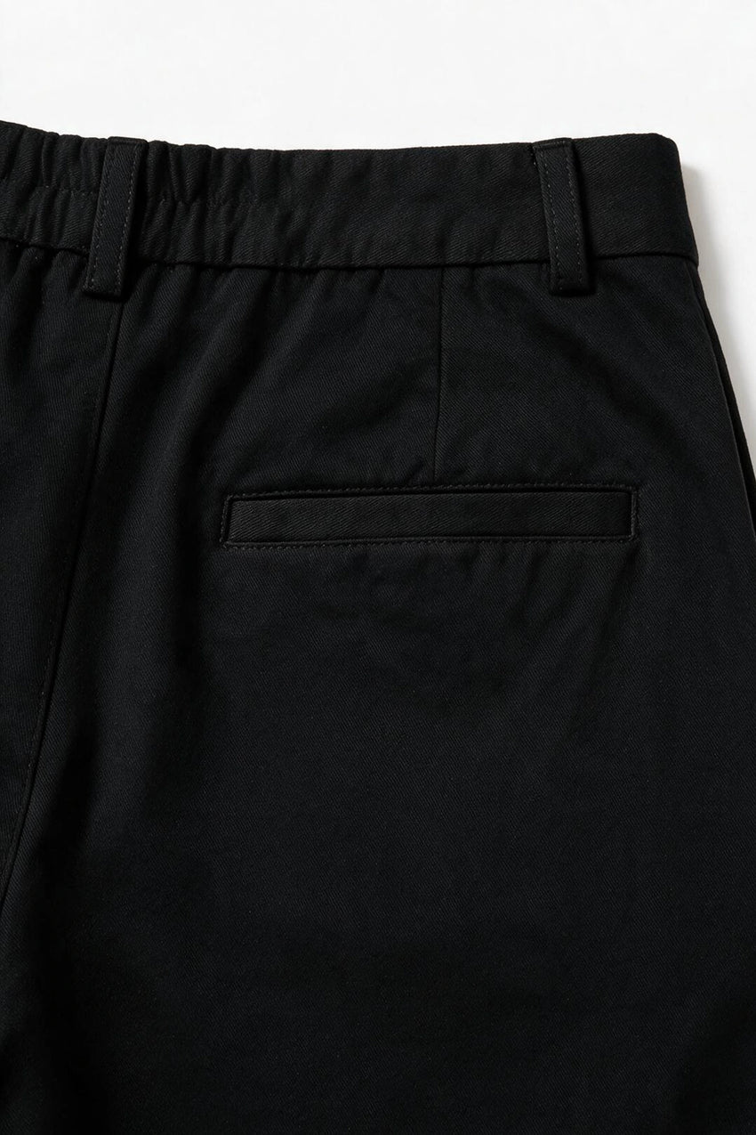 Relaxed Double Pleats Twill Pant / BLACK PANT ATTIR-MEN