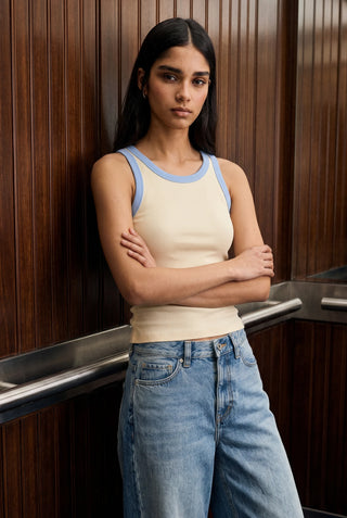 Contrast Tank Top in Lemon Yellow
