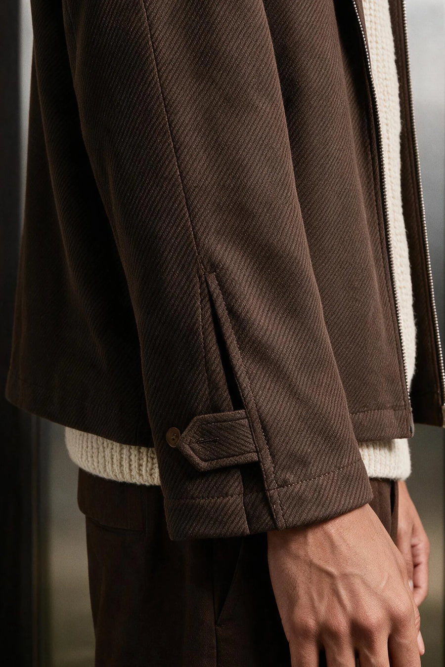 Twill Weave Wool Jacket / BROWN