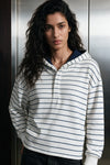 Striped Pullover Hoodie / NAVY HOODIE ATTIR-WOMEN