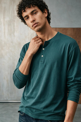 Classic Cotton Henley Shirt HENLEY ATTIR-MEN