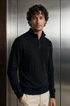 Mock-Neck Button Up Sweater / BLACK SWEATER ATTIR-MEN