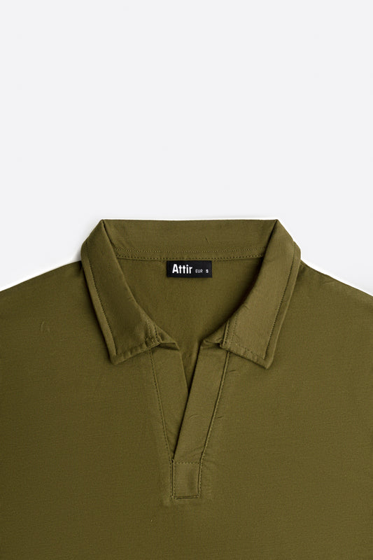 Polo Shirt In Olive Jersey