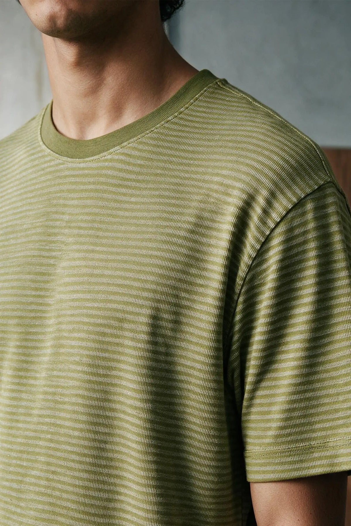 Jacquard Knit T-shirt / MOSS GREEN TEE ATTIR-MEN
