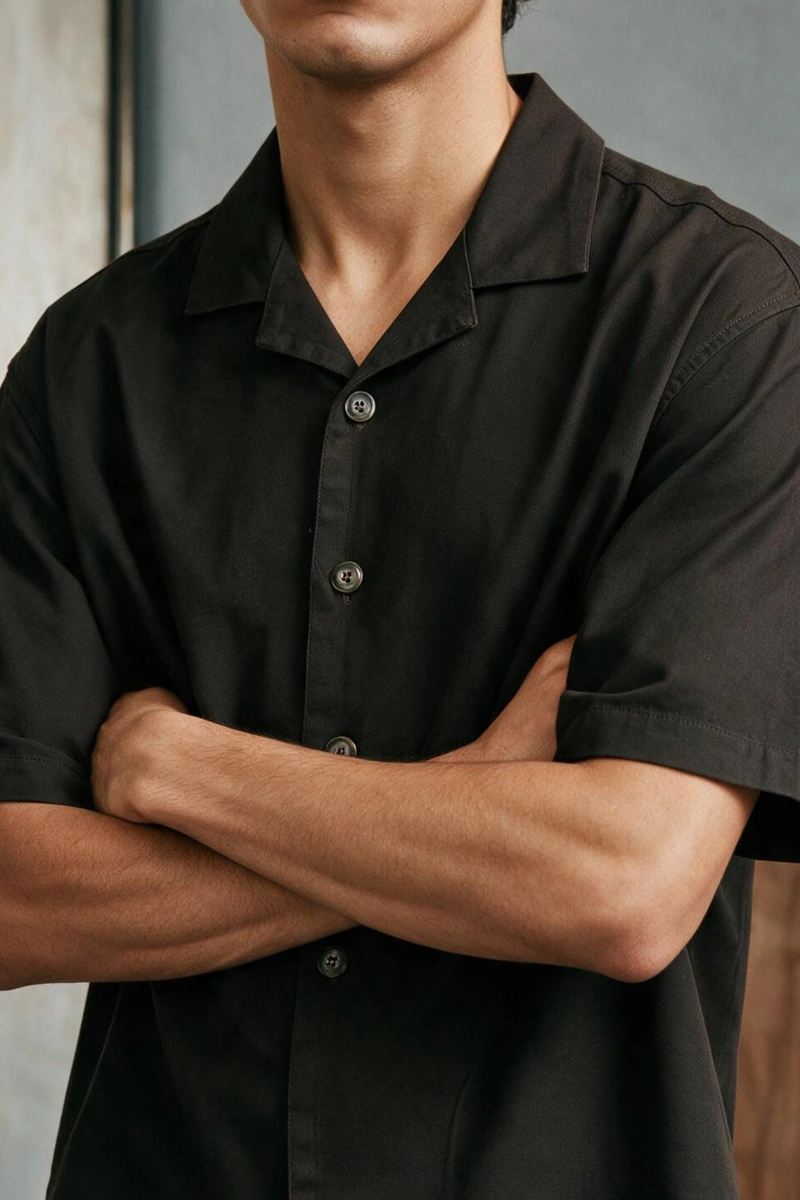 Boxy Fit Twill Shirt /  DARK OLIVE