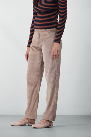 Corduroy Straight-Fit Pants in Nude