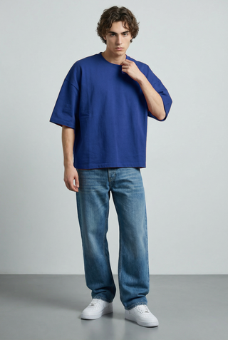 Structured Oversized T-shirt in Deep Blue