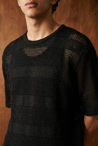 Relaxed Crochet Tee in Black