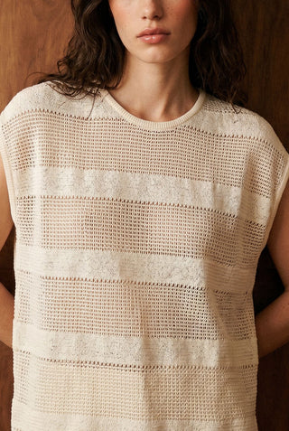 Crochet Boxy Shell Top in Ivory
