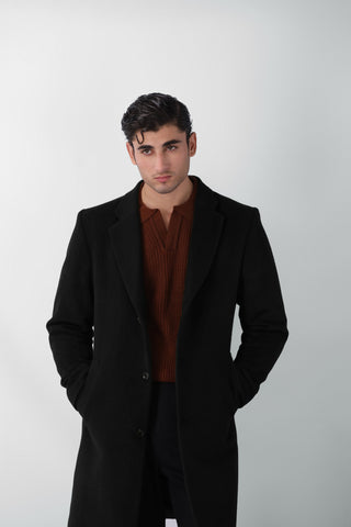 Wool Long Coat in Black