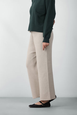Knitted Wide-Leg Trouser in Skin