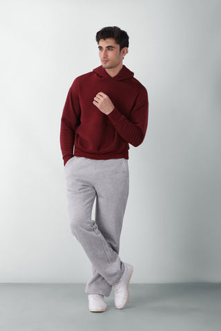 Parallel Quilted Oversized Hoodie in Red