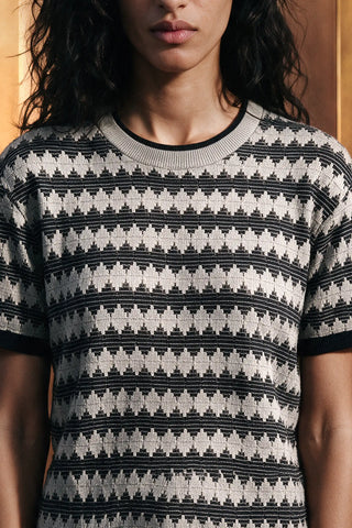 Crochet Knit Ringer Tee / GREY TEE ATTIR-WOMEN