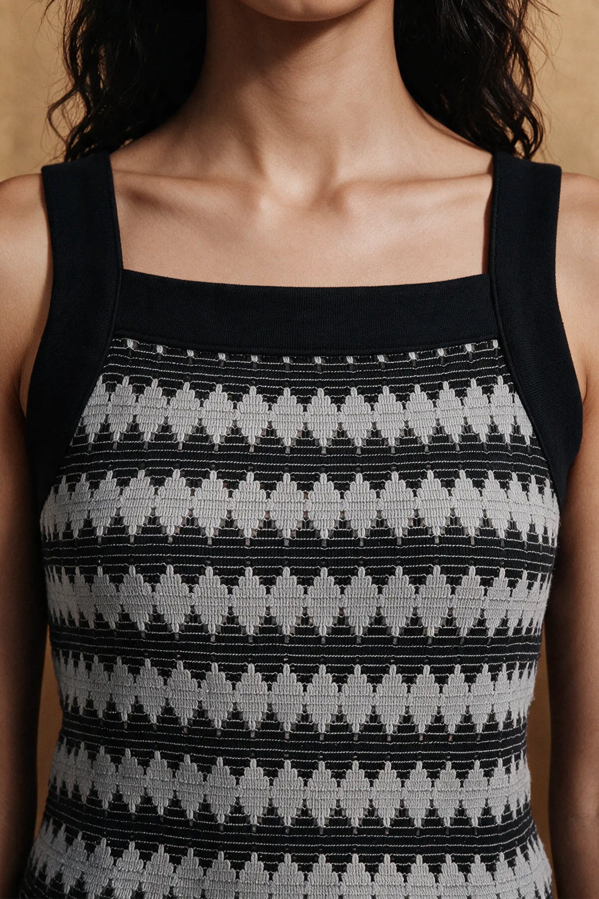 Crochet Knit Tank Top / GREY TANKTOP ATTIR-WOMEN