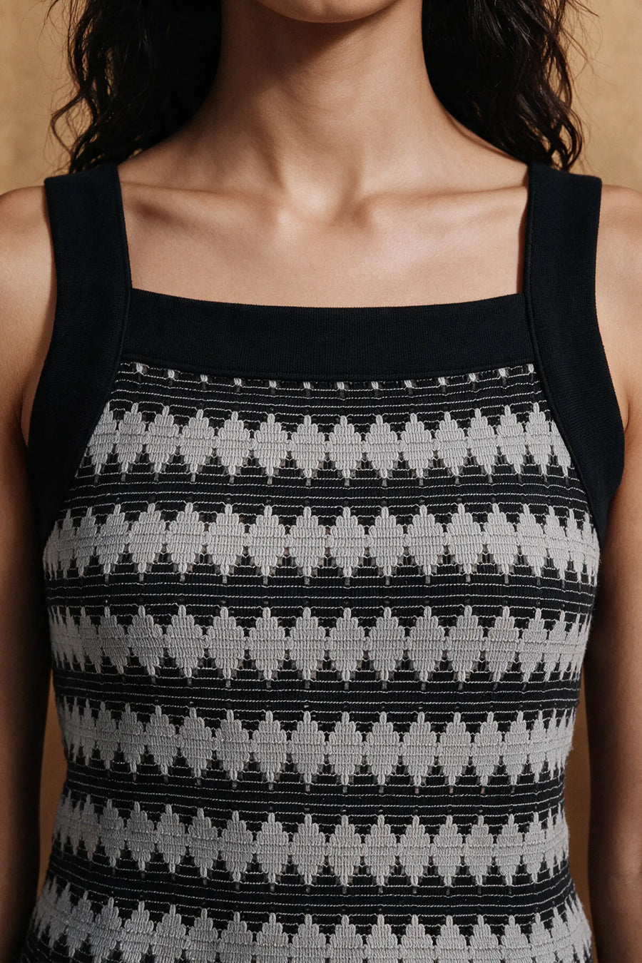 Crochet Knit Tank Top / GREY