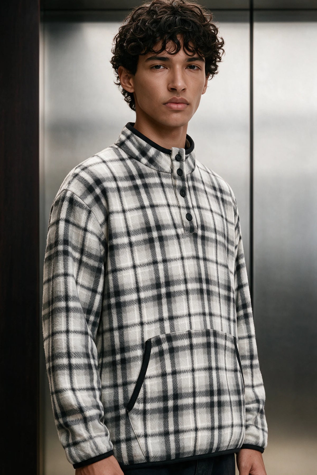 Flannel Mock Neck / GREY FLANNEL MOCKNECK ATTIR-WOMEN