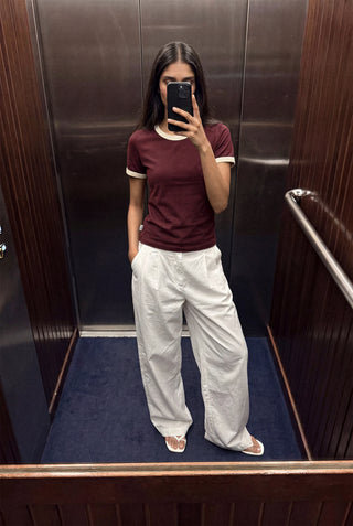 Fitted Ringer T-shirt in Burgundy