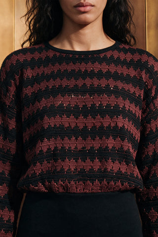 Crochet Knit Waisted Top / BROWN TOP ATTIR-WOMEN