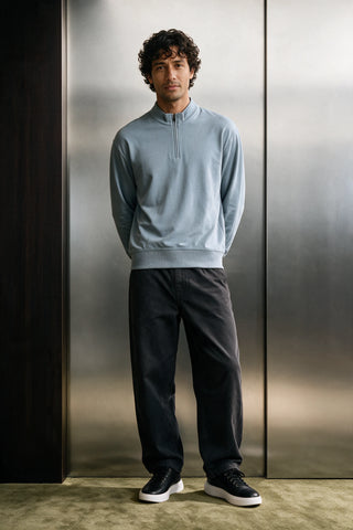 Quarter Zip Sweatshirt / SKY BLUE MOCKNECK ATTIR-MEN