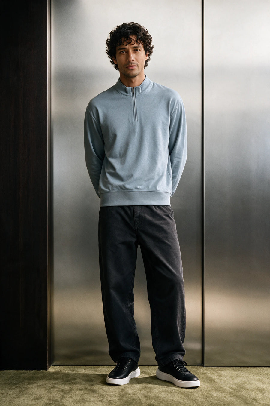 Quarter Zip Sweatshirt / SKY BLUE