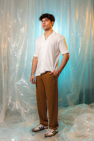 Relaxed Fit Textured Trouser in Cinnamon