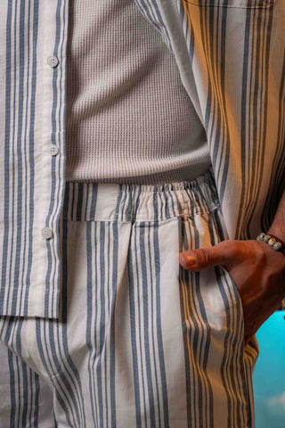 Basic Collar Shirt in Blue Stripe