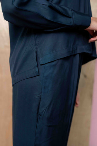 Pleated Co-ord Set in Dark Navy