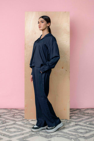 Pleated Co-ord Set in Dark Navy