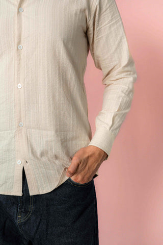 Embroidered Cotton Shirt in Sand