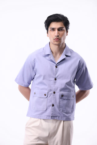 Raglan Sleeves Utility Shirt in Lilac