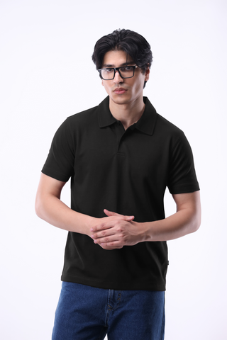Interlock Polo Shirt in Black