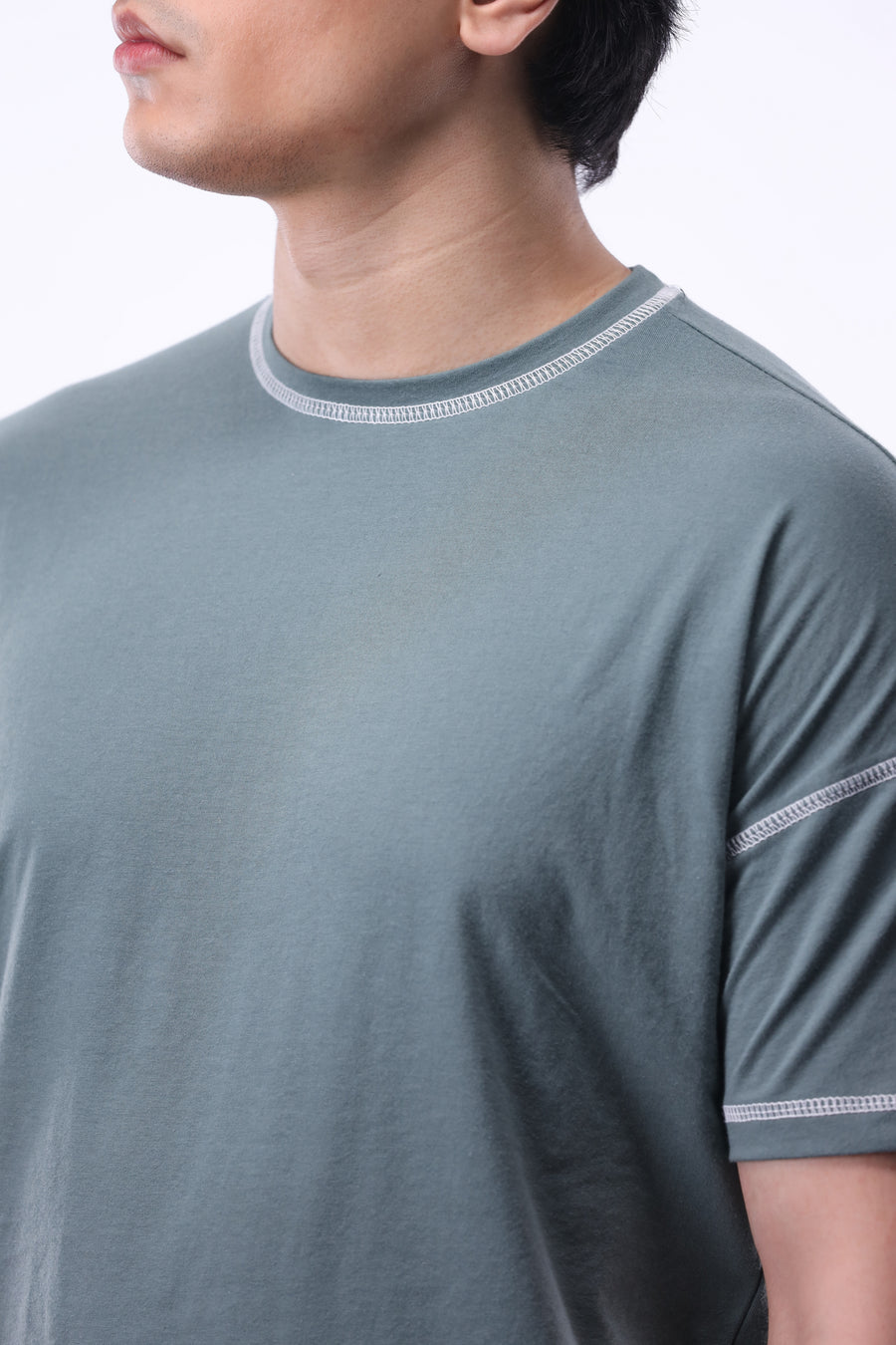 Contrast-stitch Oversized T-shirt in Seafoam Green