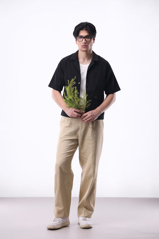 Raglan Sleeves Utility Shirt in Black