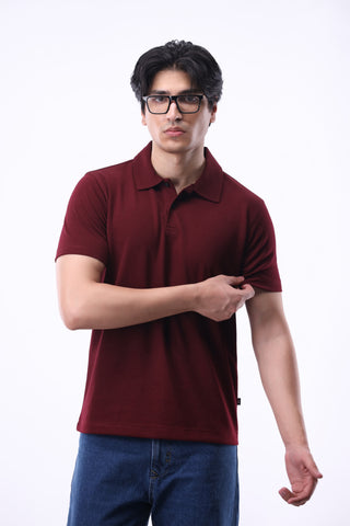 Interlock Polo Shirt in Maroon