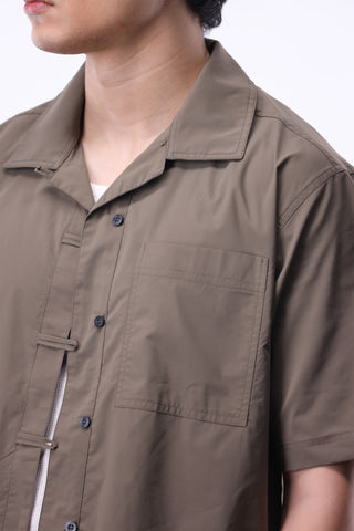 Loop-Detail Oversized Shirt in Olive