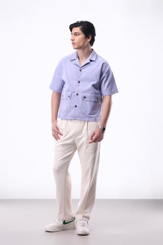 Raglan Sleeves Utility Shirt in Lilac