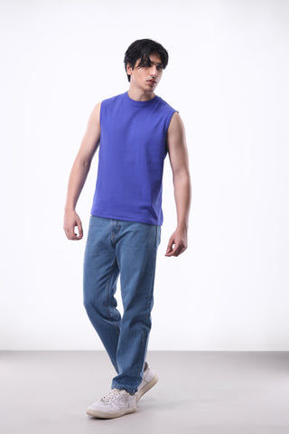 Sleeveless Tee in Iris Blue