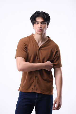 Waffle Baseball Shirt in Cinnamon