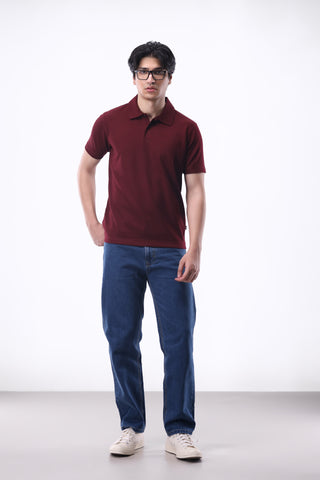 Interlock Polo Shirt in Maroon