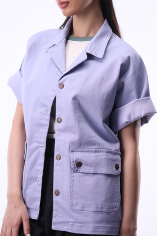 Raglan Sleeves Utility Shirt in Lilac