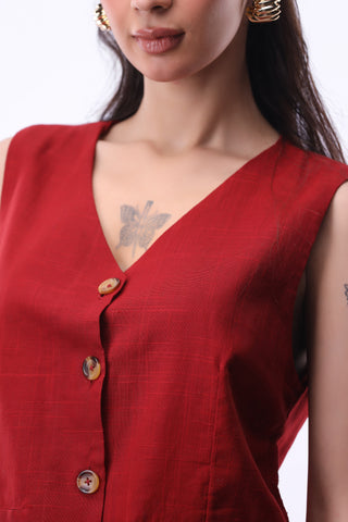 Cotton Waistcoat in Red
